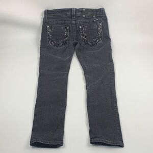 Miss Me Charcoal gray faded black Skinny Jeans with Embroidery Size 28 Stretch
